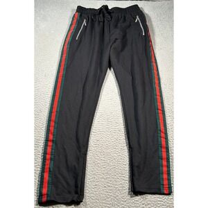 American Stitch Jogger Pants Mens Medium Black Drawstring Zip Pockets Ankle Zip